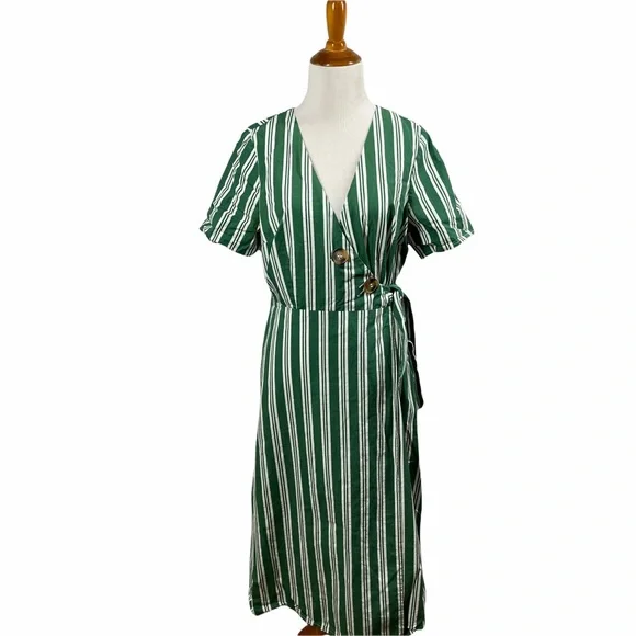 asos green stripe dress ASOS DESIGN sheer chiffon tent mini dress in green stripe main image 0